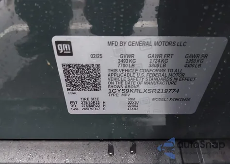 2025 Cadillac Escalade Esv Premium Luxury from USA, damaged, VIN 1GYS9KRLXSR219774